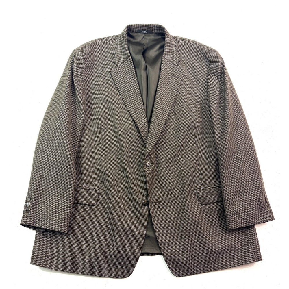 Haggar 54L Brown Basket Weave Wool Blend Blazer Jacket Sport Suit Coat Classic‎